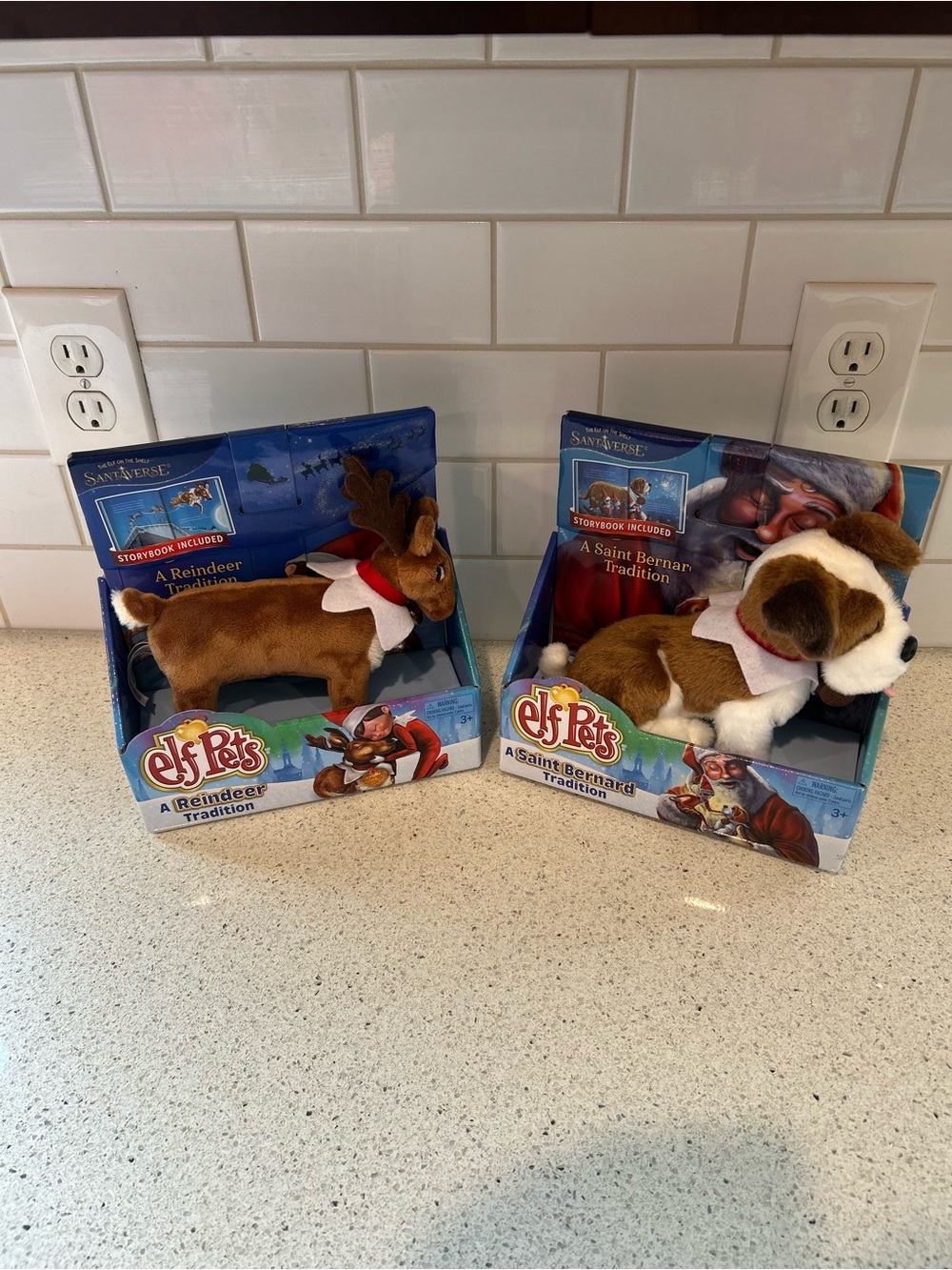 Elf Pets Plush Reindeer and Saint Bernard Set